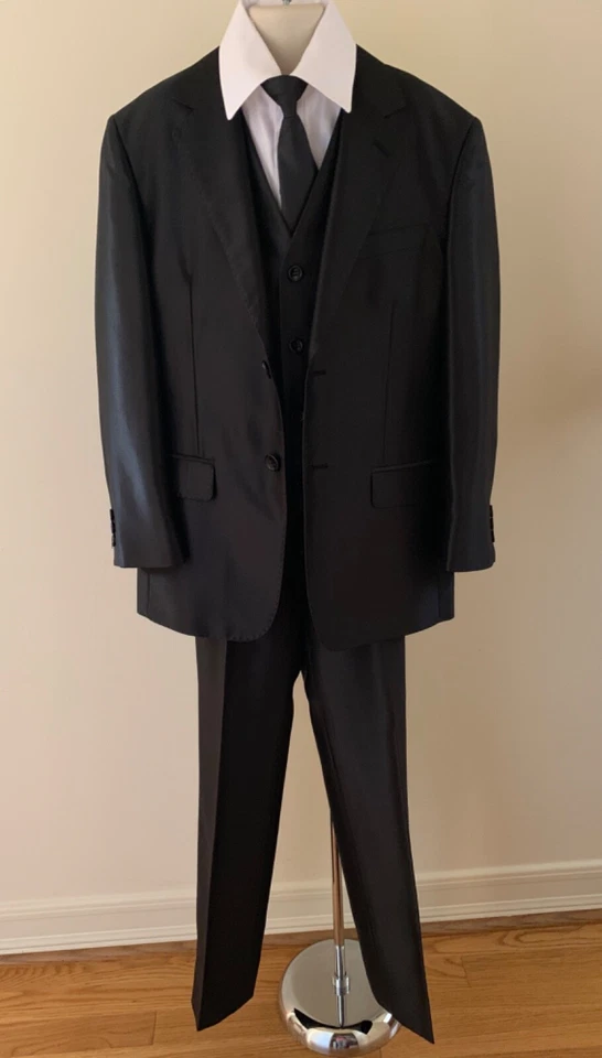 BRAVEMAN 5PC Boys Black Party Dress Suit Jacket Vest Pants Shirt Necktie Size 10 - Image 1 of 4