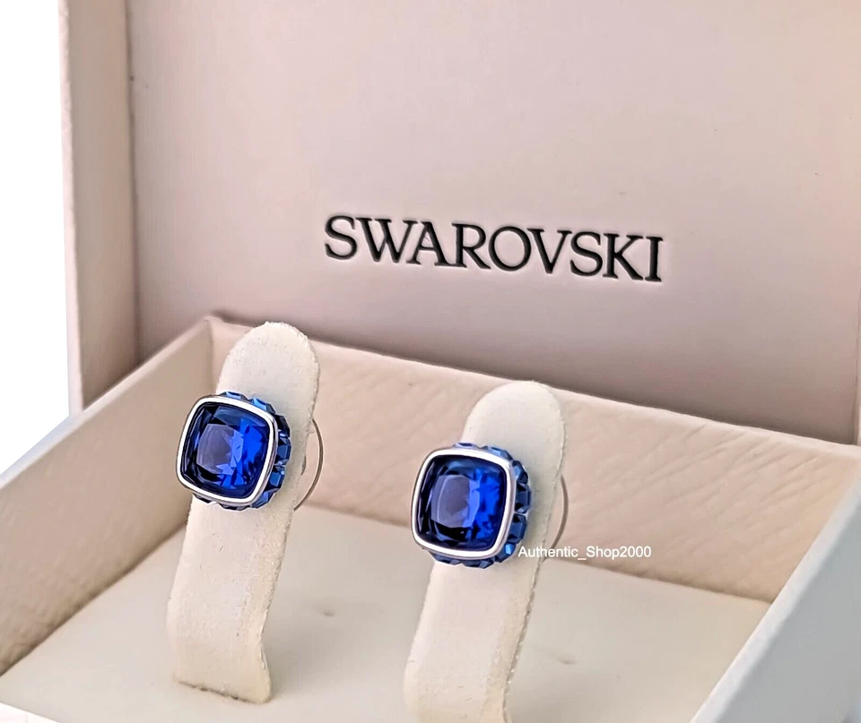 SWAROVSKI Rhodium Blue Crystals Birthstone Stud Earrings 5660803