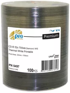 600-Pak FalconMedia Pro White Thermal Hub Printable 52X 80Min DIAMONDSILVER CDRs - Picture 1 of 1
