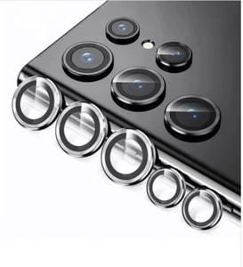 Galaxy S23 Ultra Metal Ring w/ HD Tempered Glass White - Picture 1 of 7
