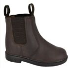 BOYS KIDS LEATHER CHELSEA DEALER ANKLE BOOTS PULL ON CHILDRENS BROWN SHOES SIZE
