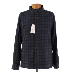 Luciano Barbera NWT Wool Cashmere Overshirt Size 3XL In Blue & Gray Plaid - Picture 1 of 11