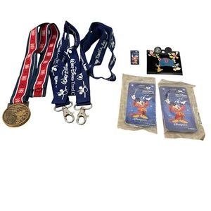 Disney 2004 USA Olympics Commemorative Medal Mickey Mouse & Lanyards & 4 Pins - Picture 1 of 12