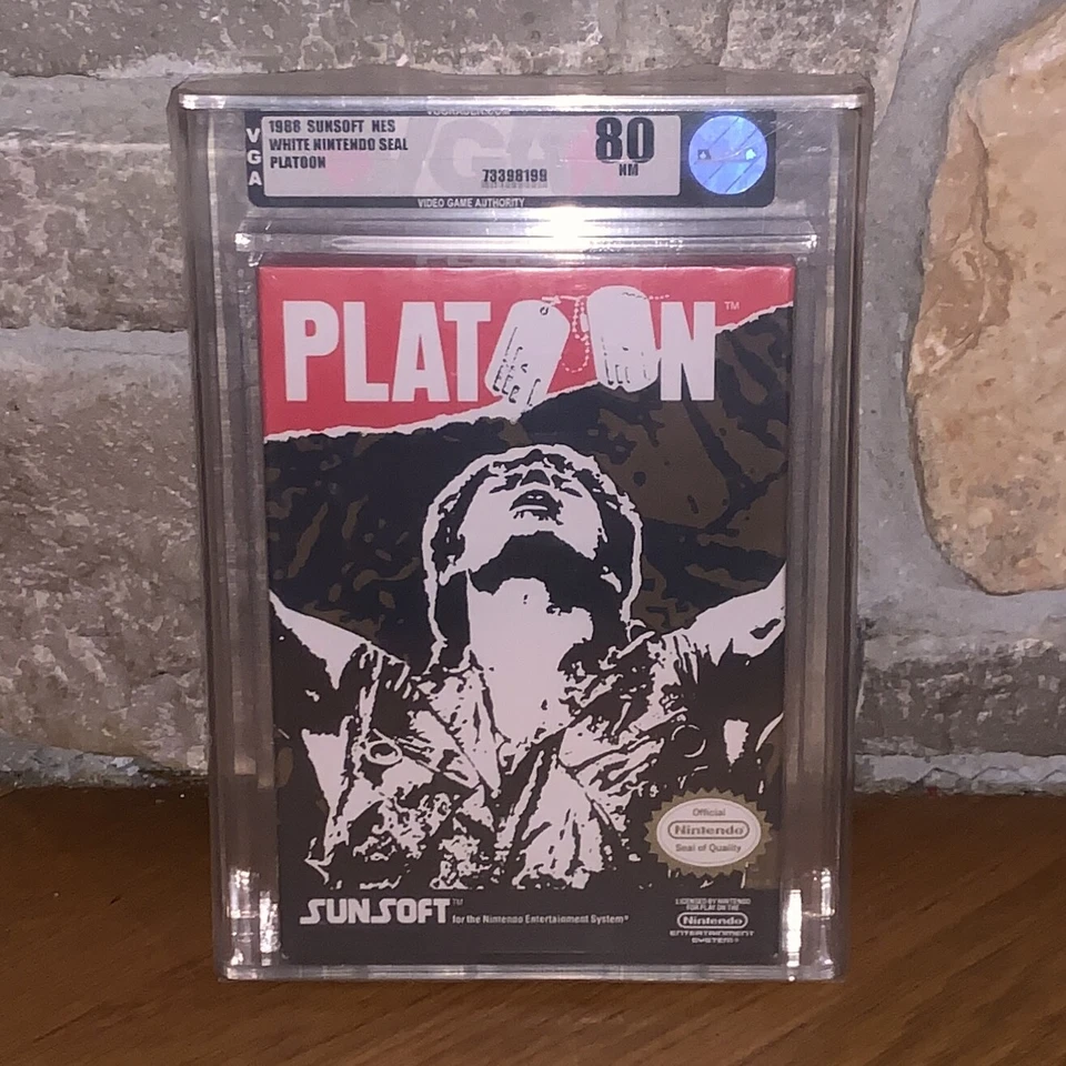 Brand New NES Platoon Factory Sealed H-Seam VGA 80 NM Silver Graded Game in Box - Image 1 of 4