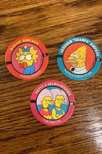 Set of 3 The Simpsons pogs/milk caps - Maggie Grampa Patty & Selma vintage - Picture 1 of 1
