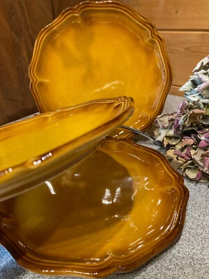 4 x Stunning A.Ferlay Creation Dessert Plates, Vallauris, Yellow Enamel. - Image 1 of 4