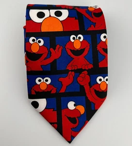 Elmo Sesame Street Men's Necktie 57" x 4" Jim Henson Allover Print Blue Black - Picture 1 of 5