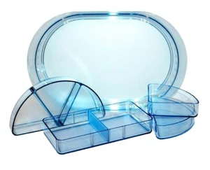 Bandeja de servir dividida Tupperware ovalada acuarela azul acrílico vintage - sin cubierta - Imagen 1 de 1