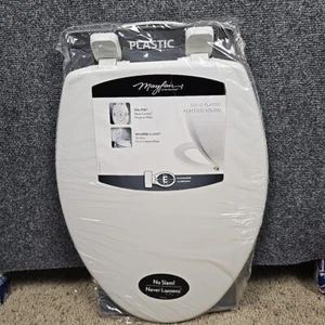 Mayfair Caswell Slow Close Elongated Plastic Toilet Seat in White Never Loosens - Picture 1 of 20