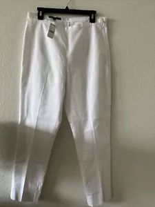 Neu mit Etikett $ 128 Brooks Brothers Hose Damen 12 weiß gerades Bein seitlicher Reißverschluss mittlerer Bezug - Bild 1 von 4