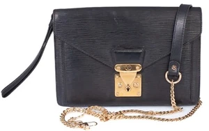 Authentic Louis Vuitton Epi Pochette Sellier Dragonne Clutch Black - Picture 1 of 11