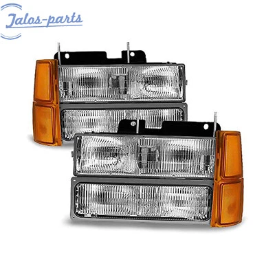Par de faros de carcasa cromados diestros+derechos para Chevy C/K 1500/2500/3500 1994-1999 Foto 1 de 4