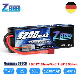 Zeee 7,4V 2S LiPo Akku Deans 50C 5200mAh Hardcase für RC Auto Monster Truck LKW - Bild 1 von 10