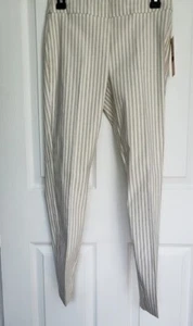 Nanette Lepore Size 2 Womens Stretch Pants Tan/White Striped Comfy MSRP $88 - Picture 1 of 5