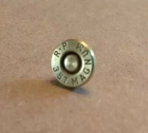 .357 Magnum Bullet Lapel Pin. Unique un-dented primer! Most calibers avail. - Picture 1 of 3