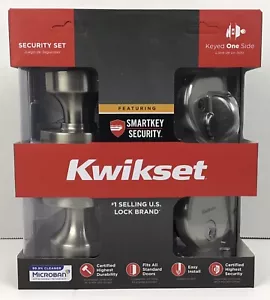 Kwikset Pismo Rose Entry Lever & Single Cylinder Deadbolt Satin Nickel 99910-069 - Picture 1 of 11