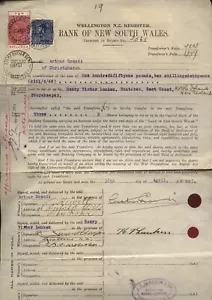1927 NEW ZEALAND-Bank of New South Wales, N.Z. 10/- Victorian & 2/- GV REVENUES - Picture 1 of 1