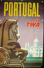 Vintage TWA FLY PORTUGAL 1962 Travel poster 1962 - A3 A4