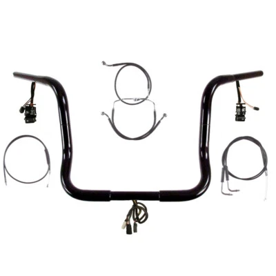 Kit de manillar precableado 1 1/4" negro 14" Harley Electra Glide 1996-2006 con radio Foto 1 de 4