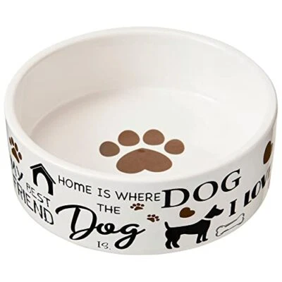 Plato de cerámica para mascotas I Love Dogs 14 oz de alto brillo para perros pequeños gatos Foto 1 de 4