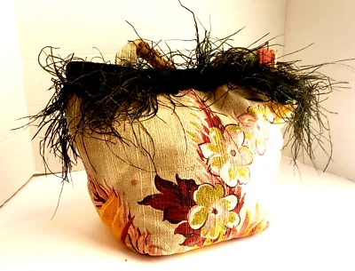 Queen of Bags Hobo Purse  M Multicolor Floral Pattern Faux Grass Snap Boho Funky - Image 1 of 4