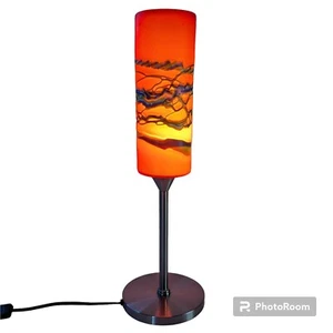 Azerbaijan Lamp Studio Art Glass Red Orange Blue Nickel Azerbaijan Unique - Picture 1 of 24