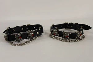 Hombres Motociclista Zapato Botas Pulseras Cadena Negro Imitación Cuero Calavera Dije Pirata Muerte - Imagen 1 de 24
