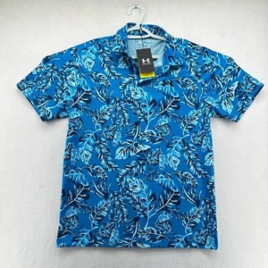 Under Armour Polo Shirt Blue Men's Medium Golf  Floral Short Sleeve New - Picture 1 of 10