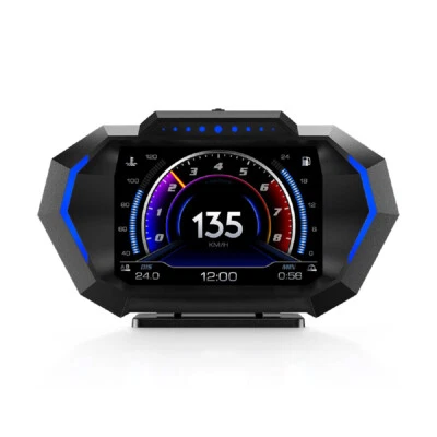 OBD2 GPS HUD Car Speedometer Digital Head Up Oil Temp Turbo RPM Alarm Display - Image 1 of 4