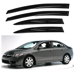 Door Window Visor Vent Shade Rain Guards Deflector For Honda Civic Sedan 2006-11 - Picture 1 of 16