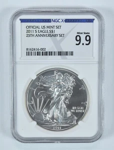 2011-S American Silver Eagle 25th Anniversary Set Mint State 9.9 NGC X NGCX - Picture 1 of 5