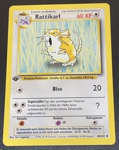 Raticate Rattikarl 40/102 German 1st Edition Base Set Pokémon Card NM Near Mint - Picture 1 of 2