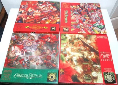 4 Complete Vtg Springbok 500 pc Hallmark Keepsake Puzzles with Ornaments - Image 1 of 4