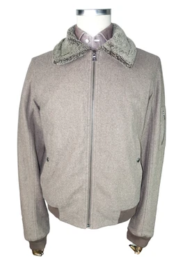 £2455 PRADA MILANO SHEARLING WOOL BOMBER JACKET MADE IN ITALY 42 52 LARGE - Image 1 of 4