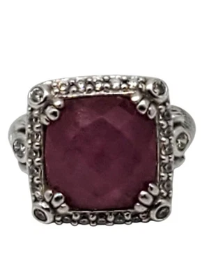 Anillo Judith Ripka Plata Esterlina Rosa Corte Cojín Circonita Talla 6 #23440 Foto 1 de 4