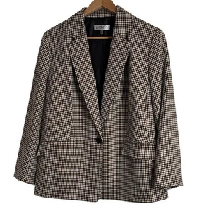 Kasper Women’s Houndstooth One Button Notch Collar Blazer Toffee Multi size 18W - Picture 1 of 14