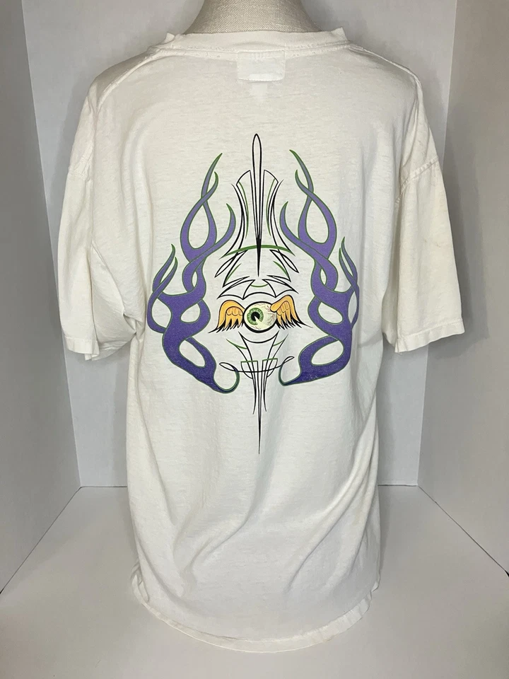 vintage True original VonDutch y2k flying eyeball shirt With Pinstriping Design - Image 1 of 4