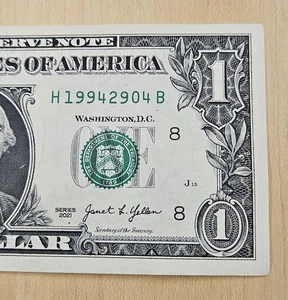 APRIL 29 1994, FANCY SERIAL NUMBER BIRTHDAY, 2021 $1 DOLLAR BILL, H 1994 29 04 B - Picture 1 of 3