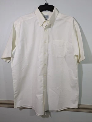 Рубашка мужская LL Bean на пуговицах цвета слоновой кости Oxford SS 16 традиционный крой хлопок - Изображение 1 из 3