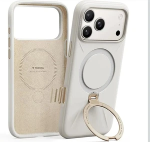 TORRAS Q3 Silicone 360 Spin for iPhone 17 Pro Case with Stand - Light Ivory - Picture 1 of 9