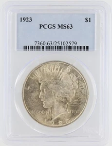 1923 Peace Silver Dollar PCGS MS63 S$1 Philadelphia Minted No Reserve - Picture 1 of 4
