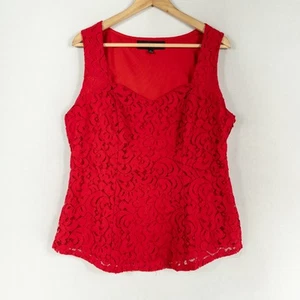 Camiseta sin mangas Lane Bryant talla 16 roja de encaje peplum ajustada en la espalda forrada elástica - Imagen 1 de 8