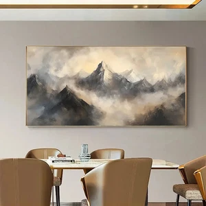 Pintura abstracta con textura de colina gris sin marco pintura en lienzo para vivir - Imagen 1 de 6