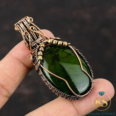 Colgante envuelto en alambre de cobre con piedras preciosas de labradorita fuego peridoto oferta del día de la mujer Foto 1 de 4