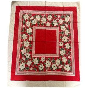 Vintage Red/White/Green Tablecloth/Linen 45x45 - Picture 1 of 6