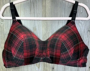 Torrid 360 Back Smoothing Red & Black Plaid Bra / Size 42C - Picture 1 of 8