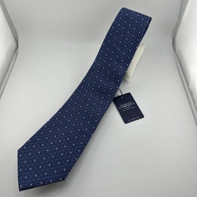"Corbata Charles Tyrwhitt nueva con etiquetas seda hidcote esencial azul celosía geométrica 3,25x58""" Foto 1 de 4