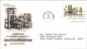American Revolution Bicentennial Feb. 16, 1973 Mail Cover FDC - Picture 1 of 1