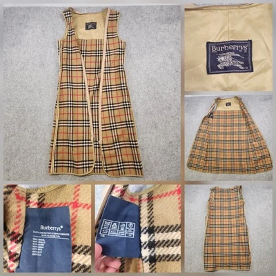 Vintage Burberrys Trench Coat Liner Nova Check Plaid 100% Wool Beige Zip-In 90s - Image 1 of 4