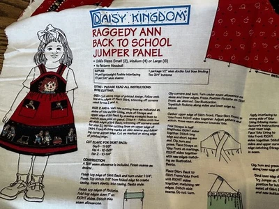 Raggedy Ann " Back to School" Cute Cotton Fabric Panel OOP - Image 1 of 2